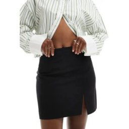 ASOS DESIGN - Mini-jupe fendue en bengaline - Noir Noir 42 female