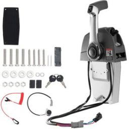 VEVOR Boîtier de Commande à Distance Hors-bord, Compatible avec Evinrude Johnson 5006186, Commande d'Accélérateur de Bateau Montage Supérieur, avec Interrupteur de Trim Électrique, pour Direction