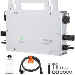 VEVOR Micro Onduleur Solaire Lié au Réseau 800 W Étanche IP67 Micro-onduleur Solaire Alliage d'Aluminium Tension CC 18-50 V avec Antenne APP WIFI Cordon d'Alimentation pour Systèmes Panneaux Solaires