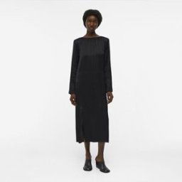 Robe de soirée maxi noire manches longues avec fente Femme OBJECT