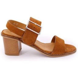 Sandales cognac en daim boucle cheville talon 6.5cm Femme PIERRE CARDIN