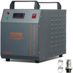 VEVOR Refroidisseur d'eau industriel, CW-3000, système de refroidissement d'eau à air 80 W, capacité de réservoir d'eau 12 L, débit maximum 12 L/min pour refroidissement de machine de gravure laser