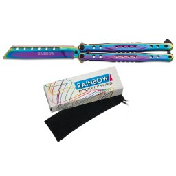 Couteau papillon balisong 23cm titane rainbow