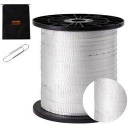 VEVOR Ruban de traction en polyester, 96,9 m x 1,9 cm, corde plate, capacité de traction 1134 kgf, ruban sangle imprimée pour emballage, jardinage, électricité commerciale, travaux de conduits, blanc