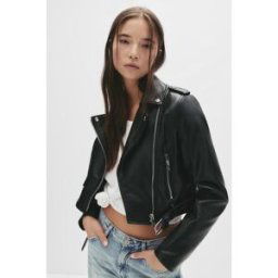 Pull&Bear Blouson Style Motard En Similicuir Noir M female