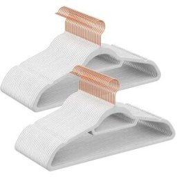 SONGMICS Cintres en velours antiglisse, Blanc + Rose Gold / 50