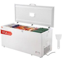 VEVOR Congélateur Coffre 488 L, Grand Surgélateur Autoportant avec 4 Paniers Amovibles, Porte Ouverte sur le Dessus avec Couvercle Verrouillable, Température Réglable sur 7 Niveaux, Éclairage LED