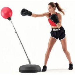 VEVOR Sac de frappe, sac de boxe réflexe pour enfants et adultes, ensemble sur pied réglable en hauteur avec gants et support, sac de vitesse pour exercice à domicile, soulagement du stress et fitness