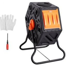 VEVOR Composteur de Jardin Rotatif 70 L Bac à Compost Rotatif 360° en PP et Acier sans BPA Charge 20 kg Chambre Unique pour Compostage des Déchets Organiques Cuisine Jardinier Terrasse Patio Extérieur