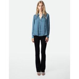 Zadig&Voltaire Blouse Tink Satin Bluestone - Taille L - Femme
