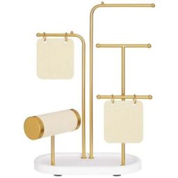 SONGMICS Porte-bijoux présentoir en métal, Doré Métallique