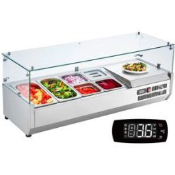 VEVOR Saladette Réfrigérée à Poser 140 W, Vitrine Réfrigérée pour Pizzeria, avec 2 1/3 Casseroles et 4 1/6 Casseroles, Corps en Inox 304 et Couvercle en PC, pour Préparation de Sandwich Ingrédients