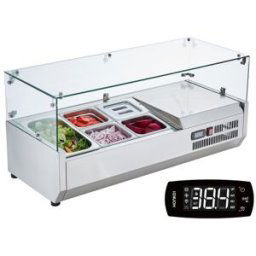 VEVOR Saladette Réfrigérée à Poser 140 W, Vitrine Réfrigérée pour Pizzeria, avec 1 1/3 Casseroles et 4 1/6 Casseroles, Corps en Inox 304 et Couvercle en PC, pour Préparation de Sandwich Ingrédients