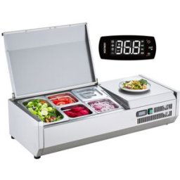 Station de préparation de pizza à salade réfrigérée de comptoir VEVOR 140 W garde en acier inoxydable CE