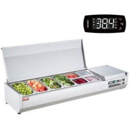 Station de préparation de pizza à salade réfrigérée de comptoir VEVOR 155 W garde en acier inoxydable CE