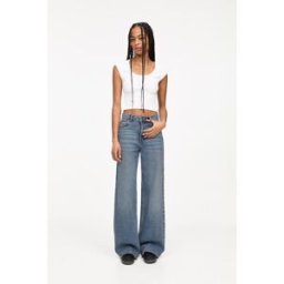 Pull&Bear Jean Large Taille Haute Bleu moyen 38 female