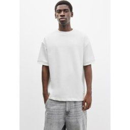 Pull&Bear Sweat À Manches Courtes Interlock Blanc cassé L male