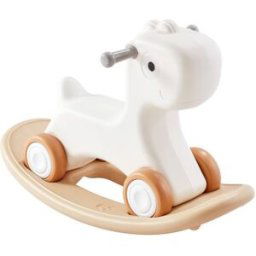 VEVOR Cheval à bascule 3 en 1 pour les enfants de 1 à 3 ans, jouet à bascule avec planche d'équilibre amovible et 4 roues lisses, en PEHD, capacité de charge 36 kg, oscillant à 40°, pour bébés, blanc