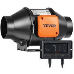 VEVOR Ventilateur d'Extraction 100 mm Extracteur d'Air Conduit 348 m³/h 21 W Régulateur Température Humidité Silencieux Moteur Électrique pour Refroidissement Tentes Croissance Cultures Hydroponiques