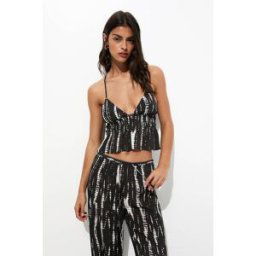 Pull&Bear Top Tie-Dye Froncé Noir M female