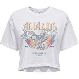 Crop top blanc imprimé amazing Femme ONLY
