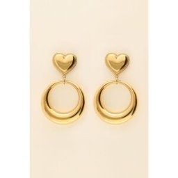 Maxi boucles d'oreilles coeur et anneau My Jewellery or femme