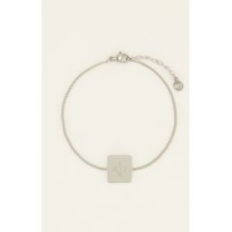 Bracelet et médaillon carré à graver Atelier My Jewellery Argenté/Doré 16.3 femme