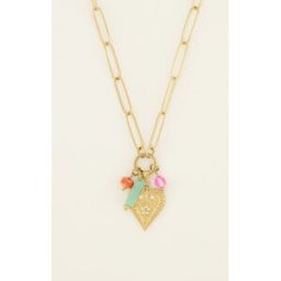 Sunchasers collier chaîne avec cœur et breloques colorées My Jewellery or femme