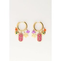 Boucles d'oreilles Sunrocks avec différentes breloques My Jewellery Violet/Rose/Orange/Doré One size femme