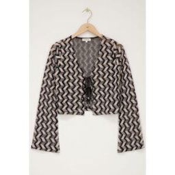 Gilet en crochet noir et beige My Jewellery Noir et blanc/Noir M femme