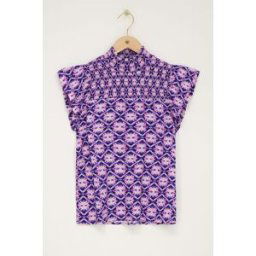 Haut bleu avec imprimé rose et blouse My Jewellery Violet/Rose/Violet clair/Bleu XS femme