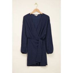 Robe portefeuille bleue en tissu gaufré My Jewellery Bleu foncé/Bleu M femme