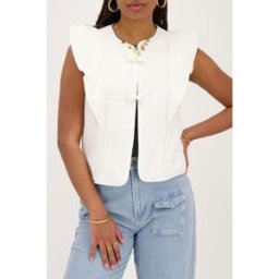 Veste sans manches blanche avec nœuds et volants My Jewellery Blanc femme