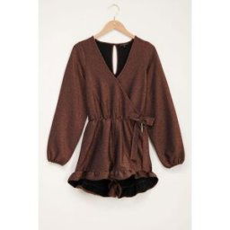 Combishort marronà paillettes et fronces My Jewellery Marron/Bronze XL femme