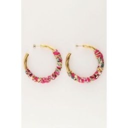 Boucles d'oreilles Art avec tresse rose My Jewellery Rose/Vert/Doré One size femme