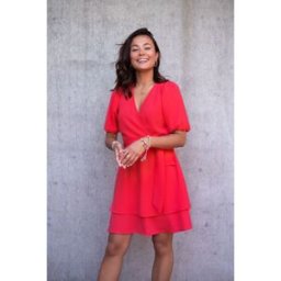 Robe corail avec volants et manches bouffantes My Jewellery Corail femme