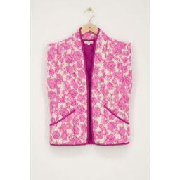 Veste sans manches matelassée beige avec imprimé fleuri rose et violet My Jewellery Rose/Beige XL femme