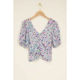 Top plissé blanc fleuri My Jewellery Violet/Vert/Bleu M femme