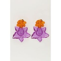 Island boucle d'oreille avec deux fleurs mauves My Jewellery Violet/Orange/Doré One size femme