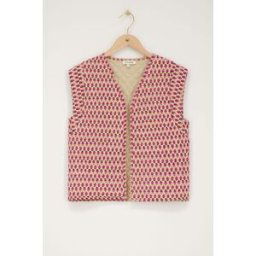 Veste sans manches beigeà imprimé fleuri rose et vert My Jewellery Rose/Beige M femme