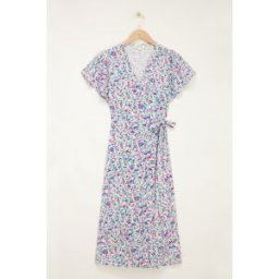 Robe midi portefeuille bleue et fleurie My Jewellery Blanc/Violet/Rose/Multicolore/Vert/Bleu XL femme