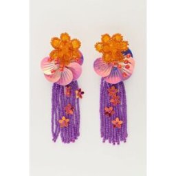 Island boucles d'oreilles avec fleurs et franges roses My Jewellery or femme