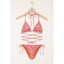 Bikini triangle crème fleuri My Jewellery Violet/Orange/Violet foncé XL femme