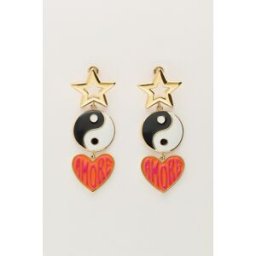 Boucles d'oreilles Candy avec trois breloques My Jewellery or femme
