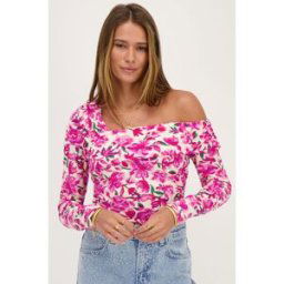 Top beigeà épaules dénudées avec imprimé fleuri rose My Jewellery Rose/Beige femme