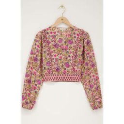 Top beigeà imprimé fleuri vert et rose My Jewellery Rose/Beige M femme