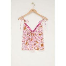 Top blanc avec imprimé floral rose et nœuds papillon My Jewellery Blanc/Rose/Multicolore M femme