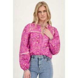 Top roseà volants avec imprimé fleuri My Jewellery Rose femme
