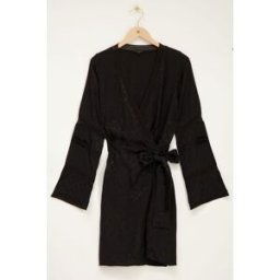 Robe jacquard en satin noire avec bretelles en dentelle My Jewellery Noir M femme