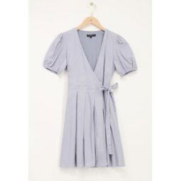 Robe portefeuille bleu ciel avec manches bouffantes My Jewellery Bleu clair M femme